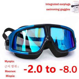 Swimming Glasses Myopia Goggles Waterproof Anti-fog Goggles with Diopters Sport Adjustable Reading for Women and Men Set Acetate Y220428