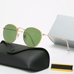 Classic Round Sunglasses Design del marchio Design UV400 Eyewear Metallo Gold Frame Occhiali da sole Uomo Donna Specchio Occhiali da sole Occhiali da sole Polaroid Lenti in vetro Polaroid con scatola