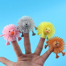 TPR Animal Finger Doll Toys Party Favour Soft Glue Cute Dog Pig Lion Chick Fingertip Dolls For Kids Children Storey Telling Prop Mini Fingers Puppet 2021