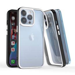 Luxury Transparent Acrylic Hard Armor Cases Candy Color Anti-fall Shockproof Bumper Camera Protection For iPhone 13 Pro Max 12 11 XR XS 8 7 6 Plus Samsung S22 Ultra A13 5G