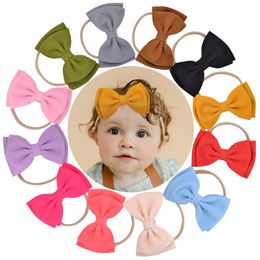 Baby Headbands 12cm big Bow Girls Double Layer Bowknot Hairbands Children Kids Hair Accessories Infant Soft Nylon Elastic Headwear KHA116