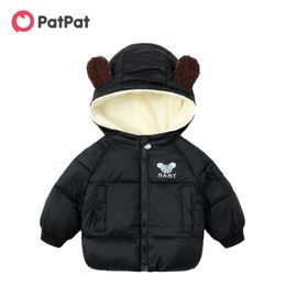Arrival Winter Baby Toddler Animal Mouse Letter Print Pocket Hooded Down Coat Boy Jackets 210528