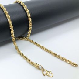 Chains Woman Man Yellow Gold Colour Simple Classic Atmosphere Necklace 4MM Width 50CM Length