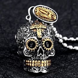 Chains Gothic Retro Punk Style Trendy Carved Cross Skull Pendant Men's Domineering Hip-hop Rock Accessories Halloween Gift