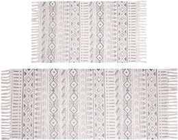 Pure Cotton Rugs Home Decoration Hand-woven Cotton Rug with Tassels Suitable for Kitchen, Living Room and Bedroom