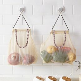 NEWReusable Hanging Storage Mesh Bag For Vegetable Fruit Garlic Potatoes Onions Garlic Shopping Organizer Kitchen Bath Organizer LLE9316