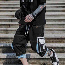 Hip Hop Streetwear Men's Cargo Shorts Summer Trend Big Pockets Comfortable Male Hipster Short Pants 210716