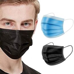 Home 3 Layer Disposable Breathable Blue Black Masks Reusable Mouth Cover Fabric Mask mascarilla
