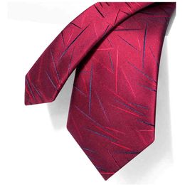 Luxury Jacquard Red Tie For Men Brand Designer 7 CM Wedding Business Dress Suit Silk Polyester Male Necktie With Gift Box