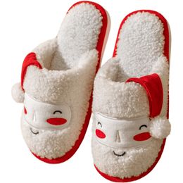 Wholesale Cotton Slippers Female Winter Christmas Non-slip Thermal Indoor Yule Plush Slippers Male