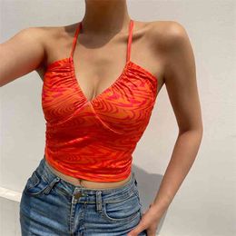 Paisley Print Sexy Y2k Crop Top Tanks Camis Summer Clothes For Women Backless Tie Dye Corset Girls Shirt Female Streetwear 210510