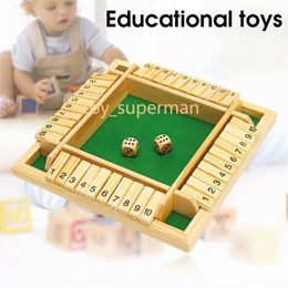 Shut The Box Wooden Mathematic Traditional Pub Board Dice Game Travel 4 Players Family Travel Fun Game Set