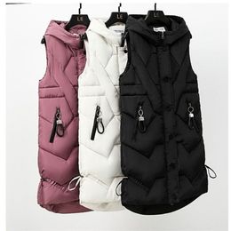 Spring Autumn Women Vest Cotton Waistcoat Plus Size 3XL Long Section Slim Padded Coat Student Cloghing 210819