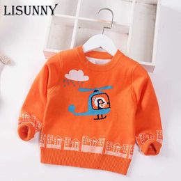 Boys Sweaters 2021 Autumn Winter Baby Knitted Sweater Jumper for Children Pullover Toddler Kids Clothes Cartoon Aeroplane 1-7y Y1024