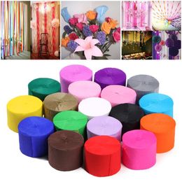 Party Decoration 25M/Roll Crepe Paper Streamers DIY Garland Pography Backdrops For Wedding Birthday Baby Shower Venue