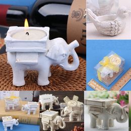 20pcs Resin Elephant Candle Holder on Selling Ivory Lucky Elephants Tea Light Candle-Holder Wedding Party Favour Home Decoration Gifts Durable Candlestick UPS