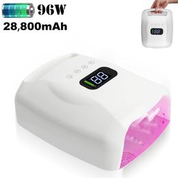 Nail Dryers 28800mAh 96W Rechargeable UV Lamp Red Light Oven Manicure LED Potherapy Pedicure