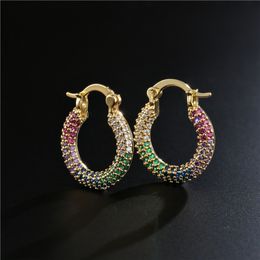 Funmode Fashion Punk Style Rainbow Color Women Bridal Hoop Earring For Female Aesthetic Boho Jewelry Accessoires Whole FE237