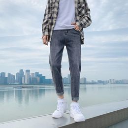 Men's Jeans 2021 Real Autumn And Winter Hong Style Casual Slim Little Feet Net Capris Trend Versatile Pants Men