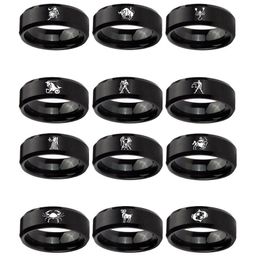 12 Zodiac Finger Ring Fashion Stainless Steel Aries Taurus Friendship Jewelry Accessories Christmas Gift Rings For Women