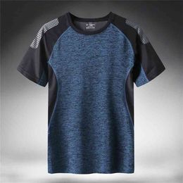 Quick Dry Sport T Shirt Men Short Sleeves Summer Casual Cotton Plus Asian Size M-5XL 6XL 7XL Top Tees GYM Tshirt Clothes 210716
