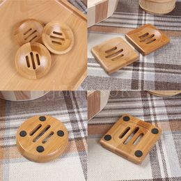 Soap Dishes Round Dish Drying Holder Creative Environmental Protection Bamboo Soaps Holders Home Supplies DB928