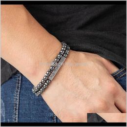 Beaded, Strands Bracelets Jewelrymagnet Beads For Men Jewelry Gift Fashion Long Tube Ball Hematite Stone Bead Bracelet Charm Drop Delivery 20