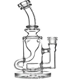 9.5 inches Klein glass bongs Torus hookahs bong recycler oil rigs smoking water pipes joint size 14.4mm free ship