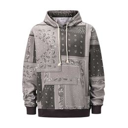 Erkek Hoodies Slatt Amerikan Sokak Hiphop Hip Hop Patchwork Kaju Desen Gevşek Kapüşonlu