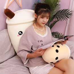 2021 Toys Cute Fruit Drink Stuffed Soft Pink Strawberry Milk Plush Boba Cup Toy Bubble Tea Pillow Cushion Kids Gift