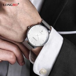 LMJLI - LONGBO luxury Business Men Women Watches Luxury Stainless Steel Band Male Female Quartz Watch Calendar Couple Wristwatch Gifts 5028