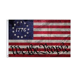 We The People Besty Rose 1776 American Flags 3' x 5'ft Festival Banners 100D Polyester Outdoor High Quality Vivid Color With Two Brass Grommets