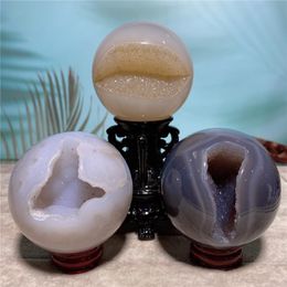 gem ornament Canada - Decorative Objects & Figurines Geode Agate Natural Stone And Crystal Decorativn Ball Feng Shui Spiritual Wicca Witchraft Gems Ornaments For