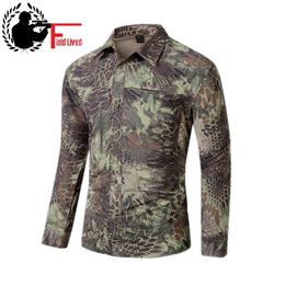 Military Style Tactical Shirt MultiCam Men Long Sleeve Summer Combat Shirts Male Python Camouflage Quick Dry SWAT Combat s 210518