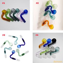 Wholesale Pyrex Glass Smoke Pipe Oil Burner Pipes Colourful 14mm 18mm Male Bent Shape Design Banger Nail