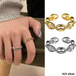 Coffee Bean Adjustable Size Gold Silver Plated Ring for Women Men Gold Vintage Wedding Jewellery Pig Nose Metal Fashion Simpl Gift X0715