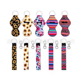 Party Favour Hot Neoprene Wristlet Keychains Lanyard Serape Prints Strap Band Split Ring Key Chain Holder Hand Wrist Keychain For Girls/Women FHL283-ZWL706