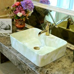 Rectangular Art Porcelain Countertop Basin Sink Handmade Ceramic Bathroom Vessel Sinks Vanities ceramic wash sink