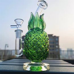 THICK 7.8" CUTE Pineapple BONG Heavy Glass Water Pipe HOOKAH Green Pipe 14mm Joint Bowl