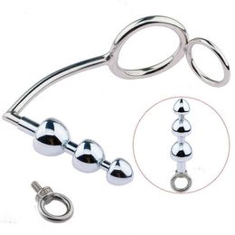 NXYCockrings 40/45/50mm Metal Anal Plug With Cock Ring Male Chastity Belt Device Ball Stretcher Penis Adult Game Sex Toys For Men 1124