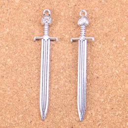 30pcs Antique Silver Bronze Plated sword cat Charms Pendant DIY Necklace Bracelet Bangle Findings 66*15mm