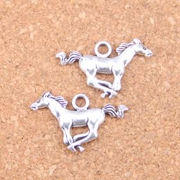 75pcs Antique Silver Bronze Plated running horse steed Charms Pendant DIY Necklace Bracelet Bangle Findings 12*28mm