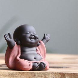 Ceramic Maitreya Buddha Statue Tea Sculpture Hand Carved Figurine Craft Display Ornament Home Ceremony Decoration (Style Hap 210827