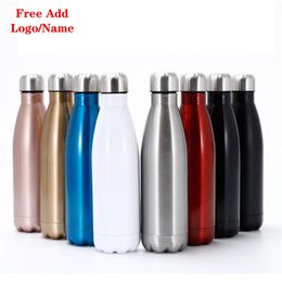 Custom Stainless Steel Vacuum Insulated Water Bottle Flask Thermal Sports Chilly Cola Drinkware Car Travel Mug Thermo Gifts 210809