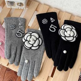 Winter Gloves for Women Classic Brand Cashmere Touch Screen Female Thick Mittens Drving Guantes 211026