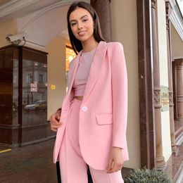 Fashion Girl Pink Pants Suits Women Ladies Evening Party Loose Tuxedos Mother of the Bride Formal Work Wear For Wedding 2 pcs