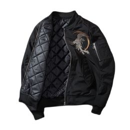 Phoenix Embroidery Spring Jacket Men Warm MA-1 Bomber Coat Cotton Padded Long Sleeve Hip Hop Baseball Clothing Winter 211014