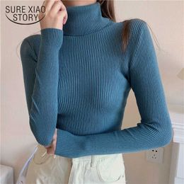 Autumn and Winter Long Sleeve Sweater Women Solid Casual Vintage Pullovers Women's Knitwear 15 Colors Turtleneck 10978 210528