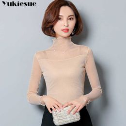 harajuku Transparent t shirt female t-shirt womens T-shirts for women turtleneck camiseta mujer ladies top Plus size 210608