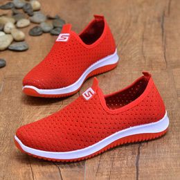 Women's Sneakers Breathable Mesh Wedges Summer Shoes for Women Walking Shallow Solid Non Slip Casual Shoes Girls Tennis Rubber Y0907